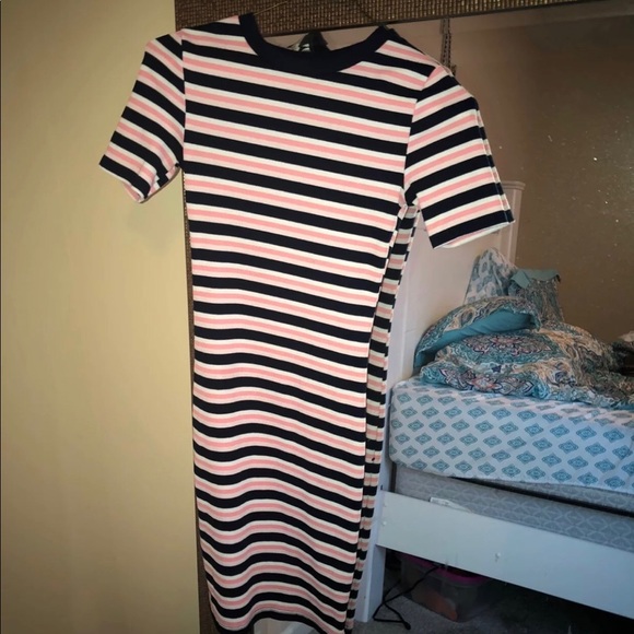 h&m striped bodycon dress
